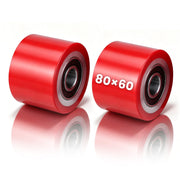 XIIW 2x PU Hubwagenrollen 80x60 mm Rot, Achse 20 mm, Ersatzrollen für Handhubwagen, bis 550 kg pro Rolle