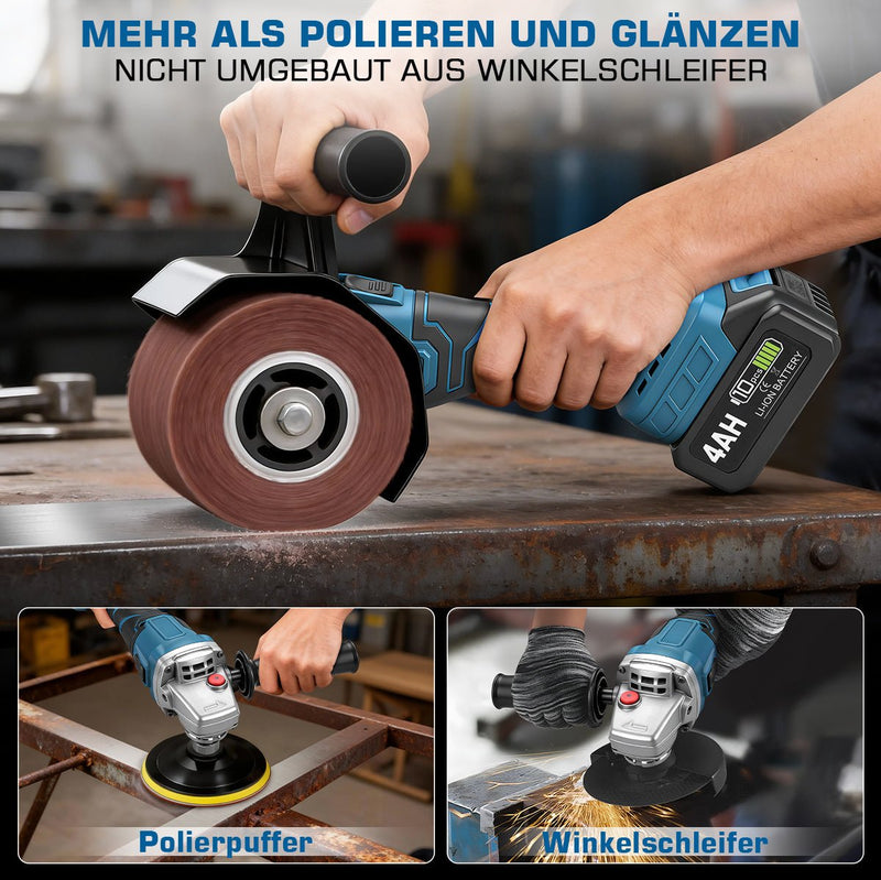 XIIW 3-in-1 Cordless Satining Machine 1200W, Brush Sander & Polisher, 2×4.0Ah Batteries, 5500–9000 rpm, M14