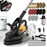 XIIW levigatrice per cemento 3800W a 3 dischi, Ø105 mm, 6 livelli, a umido/secco, aspirazione della polvere, impugnatura lunga