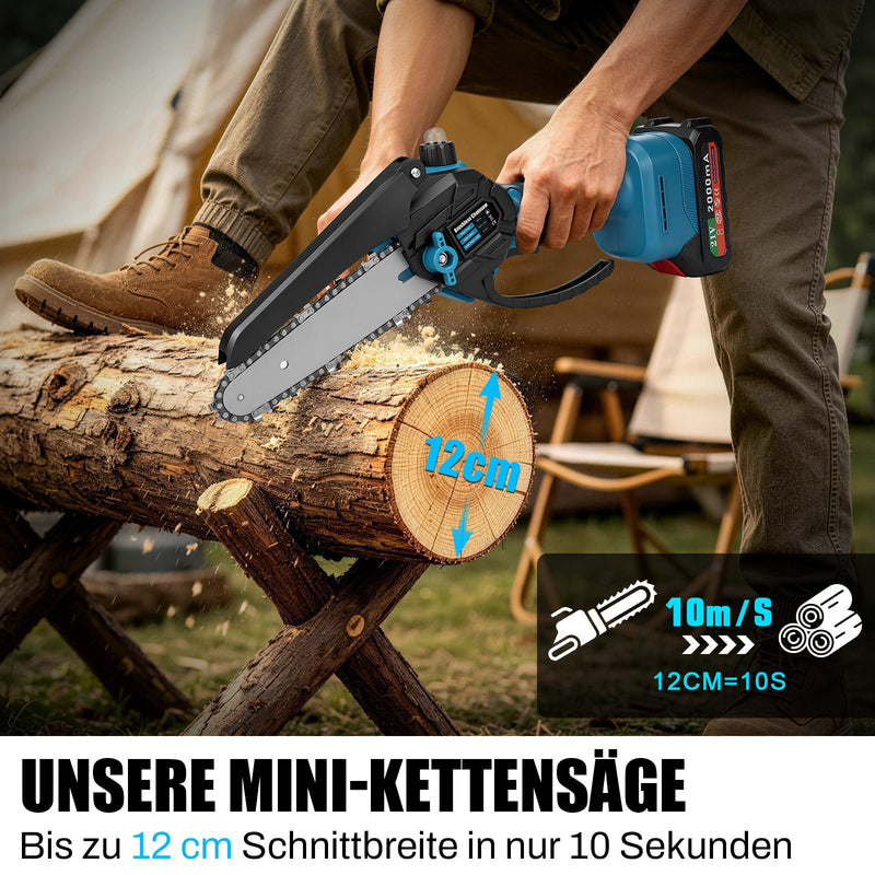 XIIW Set 4 in 1 a batteria per potatura in quota e cesoie da giardino 600W brushless – mini motosega con asta telescopica, 2 batterie, kit utensili per potatura alberi
