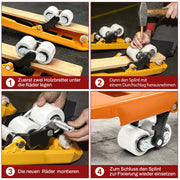 XIIW 4x ruedas de nylon para transpaleta 80x70 mm, ruedas de carga con rodamiento de bolas 6204 de 20 mm, ruedas de repuesto para transpaletas manuales hasta 3000 kg