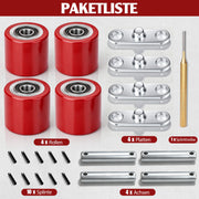 XIIW 4 ruedas de poliuretano para transpaleta 80x70 mm, ruedas de carga con rodamiento de bolas 6204 de 20 mm, juego de repuesto para transpaletas manuales hasta 3000 kg