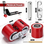 XIIW 4 ruedas de poliuretano para transpaleta 80x70 mm, ruedas de carga con rodamiento de bolas 6204 de 20 mm, juego de repuesto para transpaletas manuales hasta 3000 kg