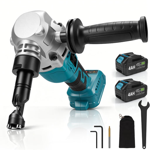 XIIW cesoia elettrica per lamiera con 2× batterie da 4,0 Ah – 1900 colpi/min, testa di taglio a 360°, 3 velocità per alluminio, rame e lamiera d'acciaio