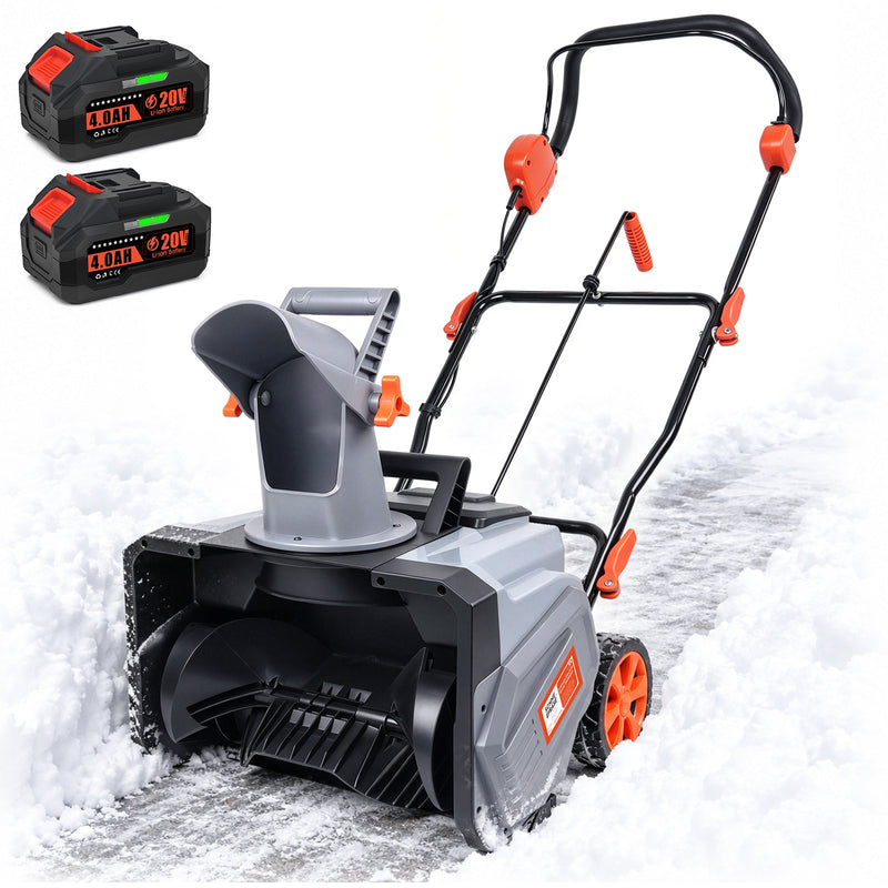 XIIW Akku-Schneefräse 1400W, 46 cm Räumbreite, 2×20V 4,0Ah Akkus, 7 m Wurfweite, bürstenlos, 180° Auswurf