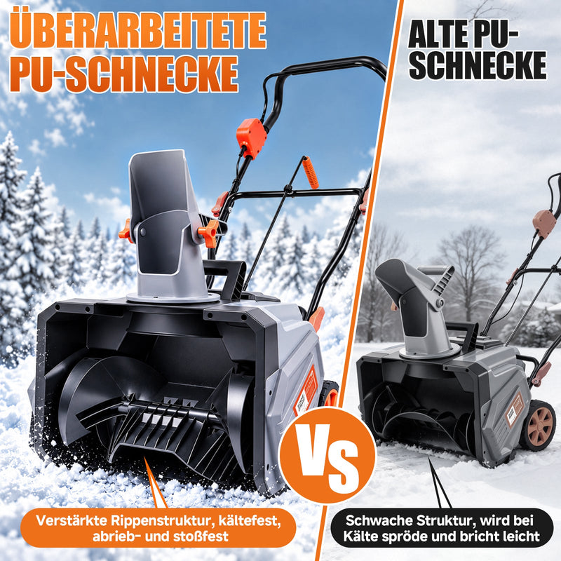 XIIW Akku-Schneefräse 1400W, 46 cm Räumbreite, 2×20V 4,0Ah Akkus, 7 m Wurfweite, bürstenlos, 180° Auswurf