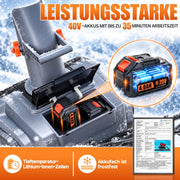 XIIW Akku-Schneefräse 1400W, 46 cm Räumbreite, 2×20V 4,0Ah Akkus, 7 m Wurfweite, bürstenlos, 180° Auswurf