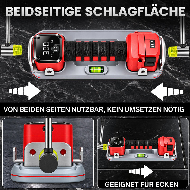 XIIW Akku Vakuumheber 300 kg, Elektrischer Fliesenheber mit 2×4000mAh Akkus, Automatischer Druckhaltung & Digitalanzeige