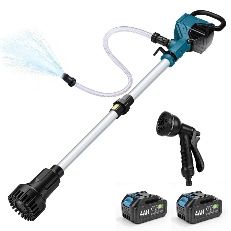 XIIW accuwaterpomp met 2×4Ah accu’s, 3600 l/u, 10 m opvoerhoogte, 3/4 inch – transferpomp voor regenton, zwembad, kelder & tuin