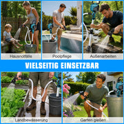 XIIW accu-waterpomp met 2×4Ah-accu's, 3600 l/u, 10 m opvoerhoogte, 3/4 inch – transferpomp voor regenton, zwembad, kelder & tuin