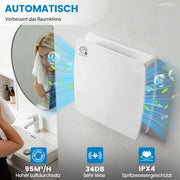 XIIW Badlüfter 100mm mit Feuchtigkeitssensor & Nachlauf | Leiser Abluftventilator für Badezimmer, WC & Küche | Feuchtegesteuerter Lüfter & Rohrlüfter