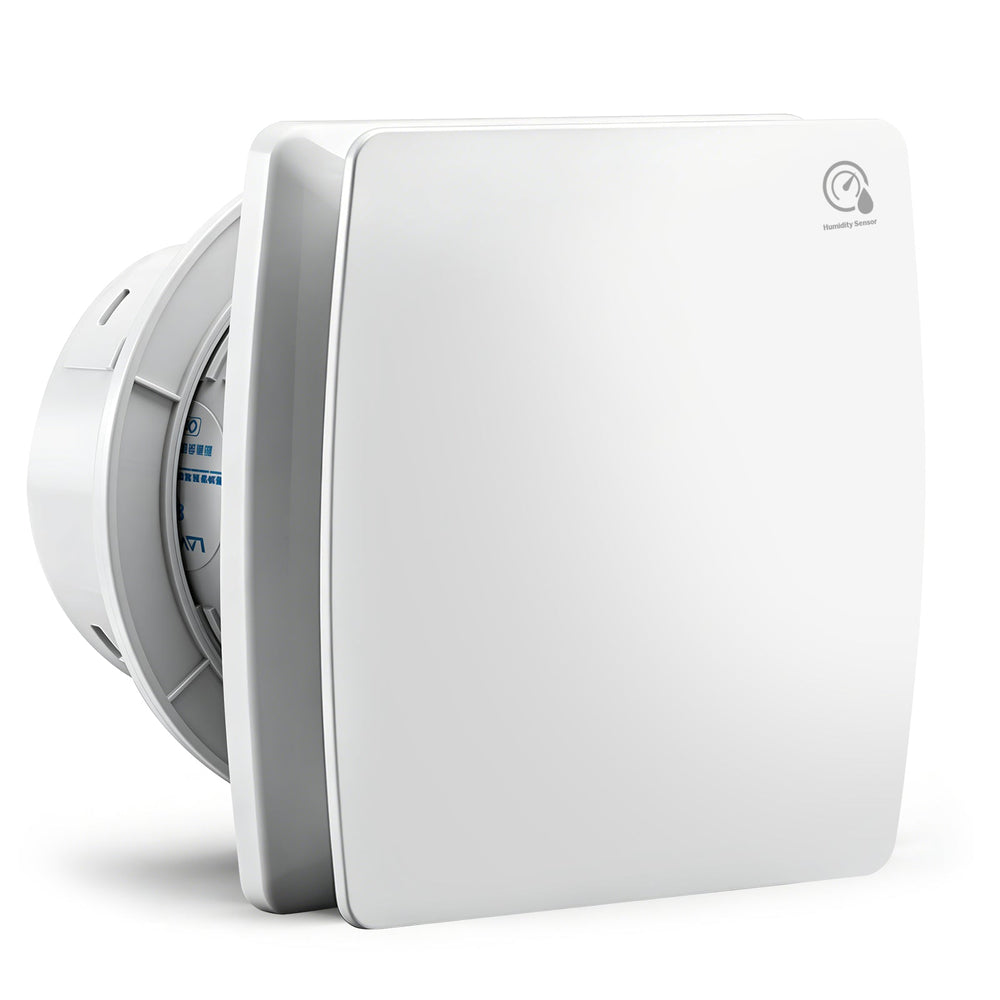 XIIW Ventilateur d’extraction 100 mm avec capteur d’humidité & temporisation | Ventilateur d’extraction silencieux pour salle de bains, WC & cuisine | Ventilateur et aérateur de conduit à commande d’humidité