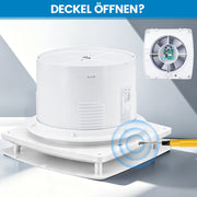 XIIW Badlüfter 100mm mit Feuchtigkeitssensor & Nachlauf | Leiser Abluftventilator für Badezimmer, WC & Küche | Feuchtegesteuerter Lüfter & Rohrlüfter