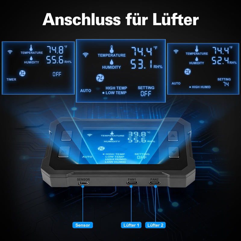 XIIW EC Rohrventilator 100 mm, 360 m³/h 35W Inline Rohrlüfter mit WLAN, Temperatur- & Feuchtigkeitssensor, Timer