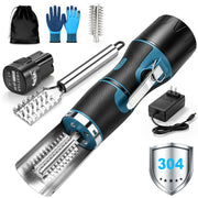 XIIW Elektrischer Fischentschupper 650W 7500 U/min, Fischschupper mit 304 Edelstahl, abwaschbar, 180° Schutzhaube, 2200mAh Akku