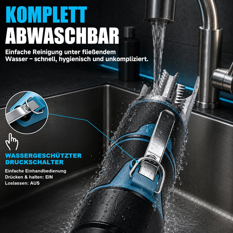XIIW Elektrischer Fischentschupper 650W 7500 U/min, Fischschupper mit 304 Edelstahl, abwaschbar, 180° Schutzhaube, 2200mAh Akku
