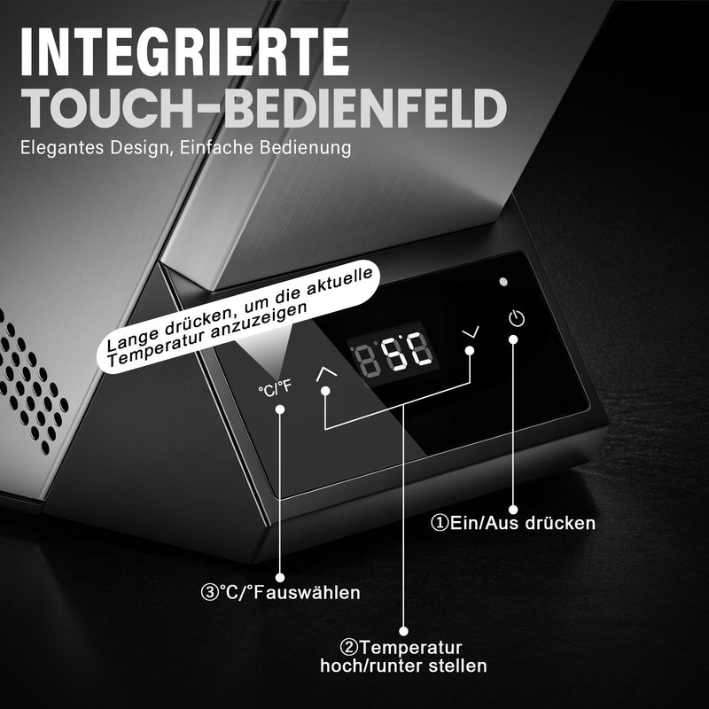 XIIW Elektrischer Weinkühler 5–18 °C, Flaschenkühler bis Ø92 mm mit Touchscreen, 39 dB für Wein, Sekt & Champagner