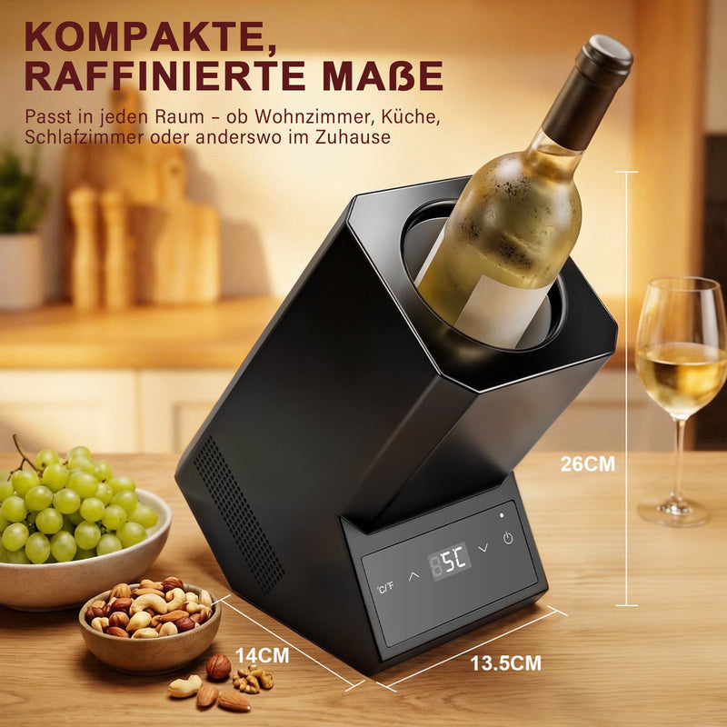 XIIW Elektrischer Weinkühler mit Touchscreen 5 - 18℃ | Leiser Flaschenkühler 39dB für Wein & Champagner | Smarter Weintemperierer Schwarz