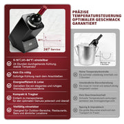 XIIW Elektrischer Weinkühler mit Touchscreen 5 - 18℃ | Leiser Flaschenkühler 39dB für Wein & Champagner | Smarter Weintemperierer Schwarz