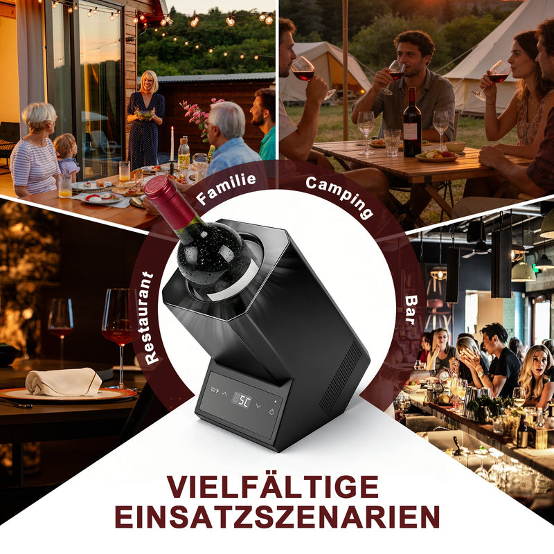 XIIW Elektrischer Weinkühler mit Touchscreen 5 - 18℃ | Leiser Flaschenkühler 39dB für Wein & Champagner | Smarter Weintemperierer Schwarz
