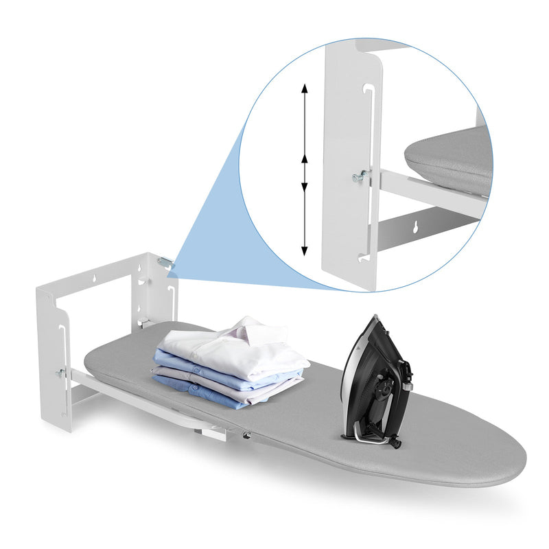 XIIW Höhenverstellbares Wand - Bügelbrett – Klappbar und Platzsparend für kleine Wohnungen – 92 x 31 cm, bis 15 kg
