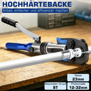 XIIW Hydraulische Presszange 80 kN, V- & TH-Kontur 12–32 mm, 14-teiliges Rohrpresszangen-Set mit Rohrschneidern und Entgrater