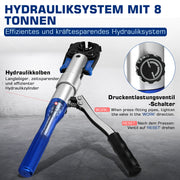 XIIW Hydraulische Presszange 80 kN, V- & TH-Kontur 12–32 mm, 14-teiliges Rohrpresszangen-Set mit Rohrschneidern und Entgrater