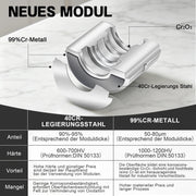 XIIW Hydraulische Rohrpresszange 100 kN – V- & TH-Kontur Set mit 9 Pressbacken, Rohrabschneider, Entgrater und Koffer