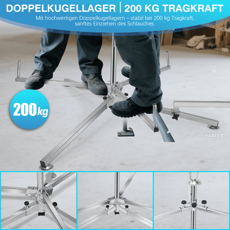 XIIW Profi Rohrabroller 200kg Tragkraft | Fußbodenheizung Rohrhaspel aus DC03 Stahl | Verstellbarer Abroller für PEX - Rohre & Kabel bis 600m