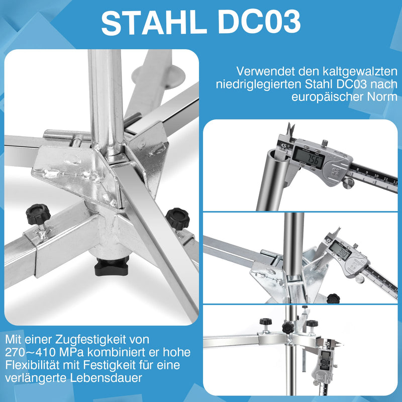XIIW Profi Rohrabroller 200kg Tragkraft | Fußbodenheizung Rohrhaspel aus DC03 Stahl | Verstellbarer Abroller für PEX - Rohre & Kabel bis 600m