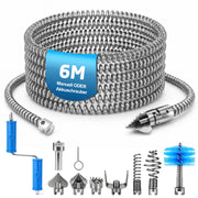 XIIW Rohrreinigungsspirale Ø12 mm 2x3 m, Abflussspirale mit 7 Köpfen, Handkurbel & Bohrmaschinenadapter, Rohre bis Ø80 mm