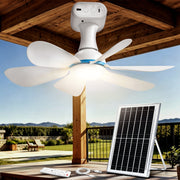 XIIW Solar Camping Ventilator mit LED Licht, 6000mAh Akku, Solarpanel, Fernbedienung & Timer, 3 Lichtfarben, für Zelt & Wohnmobil