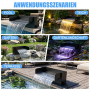 XIIW kit de cascade pour bassin avec pompe 3000 l/h, clarificateur UVC, éclairage RGB et cascade en acier inoxydable
