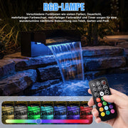 Set cascade de bassin XIIW avec pompe 3000 l/h, stérilisateur UVC, éclairage RGB et cascade en acier inoxydable