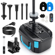 XIIW pond filter with UVC, 45W pump 3000 l/h, RGB light, 3 fountain nozzles & waterfall