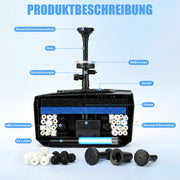 pond filter with UVC, 45W pump 3000 l/h, RGB light, 3 fountain nozzles & waterfall