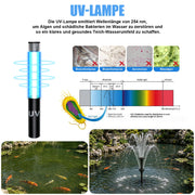 XIIW Pond filter with UVC, 45W pump 3000 l/h, RGB light, 3 fountain nozzles & waterfall