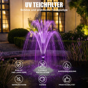 XIIW pond filter with UVC, 45W pump 3000 l/h, RGB light, 3 fountain nozzles & waterfall
