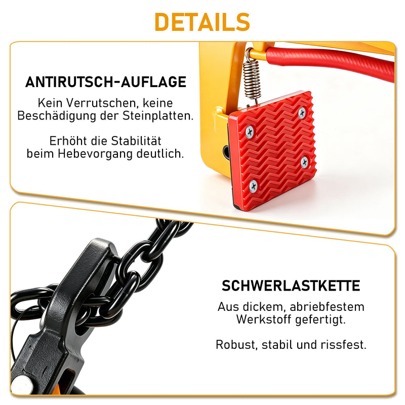 XIIW Versetzzange Bordsteinzange 350 kg, 30–51 cm, mit Kette für Bagger und Kran