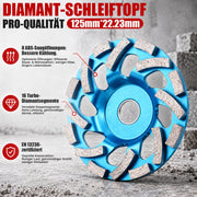 XIIW Capot d’aspiration pour meuleuse d’angle 125 mm avec 3 coupelles diamantées, aspiration de poussière pour béton, chape & plâtre, ponçage au ras des bords