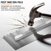 Zahnglättekelle Set – 6 austauschbare Klingen, ergonomischer Griff, ideal für Fliesen, Naturstein, Beton & Bodenbeläge