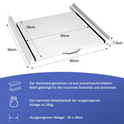 Zwischenbaurahmen mit Ausziehbarer Ablage aus Stahl | 60x54cm | Max.100kg für Waschmaschine Trockner