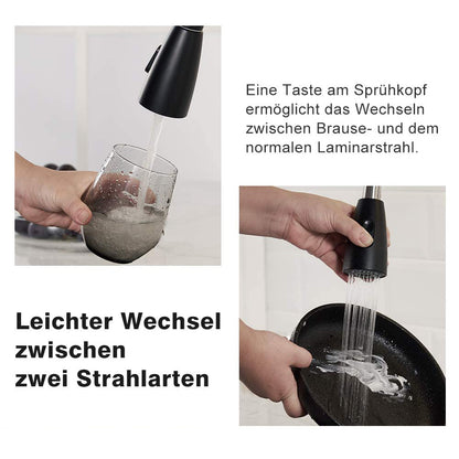 XIIW Spültischarmatur Mischbatterie | Einziehbarer Schlauch | 360° | mit Brause | Ausziehbar | 3 Sprühmodi| - XIIW
