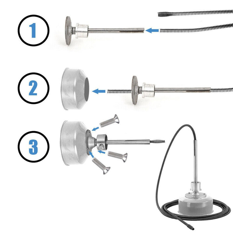 500W Rohrreinigungsmaschine mit 18,5m Ø16mm & 2,5m Ø10mm Spirale für Ø30 - 100mm Rohrleitungen
