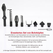 500W Rohrreinigungsmaschine mit 18,5m Ø16mm & 2,5m Ø10mm Spirale für Ø30 - 100mm Rohrleitungen
