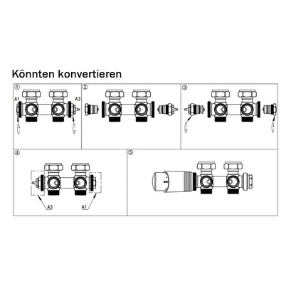 Multiblock Badheizkörper | Durchgang & Eck Form | 1/2 Zoll - XIIW