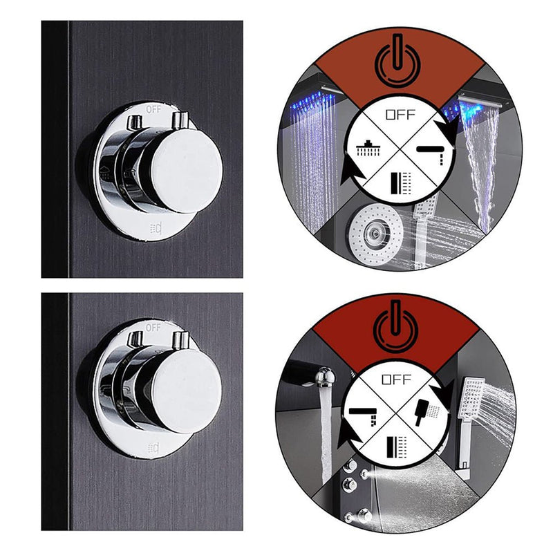 Duschpaneel Duschsystem Edelstahl Duscharmatur Duschset - Schwarz