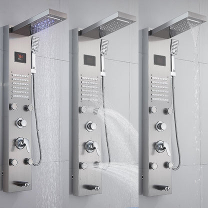 Duschpaneel Regendusche - Temperatur Display - Massagedüsen - Gebürstetes Nickel
