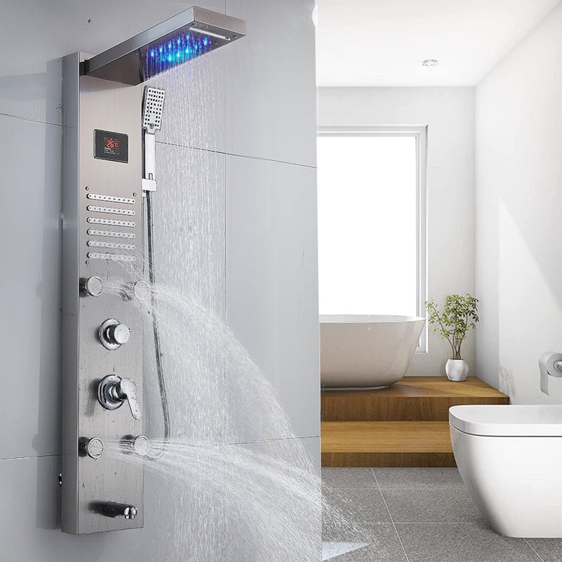 Duschpaneel Regendusche - Temperatur Display - Massagedüsen - Gebürstetes Nickel
