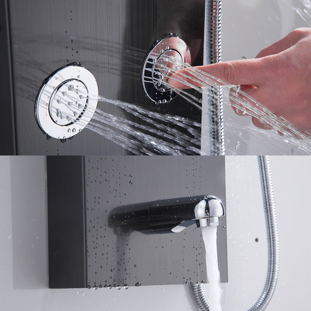 Edelstahl Duschpaneel - mit Regendusche Handbrause Massagedusche - Schwarz